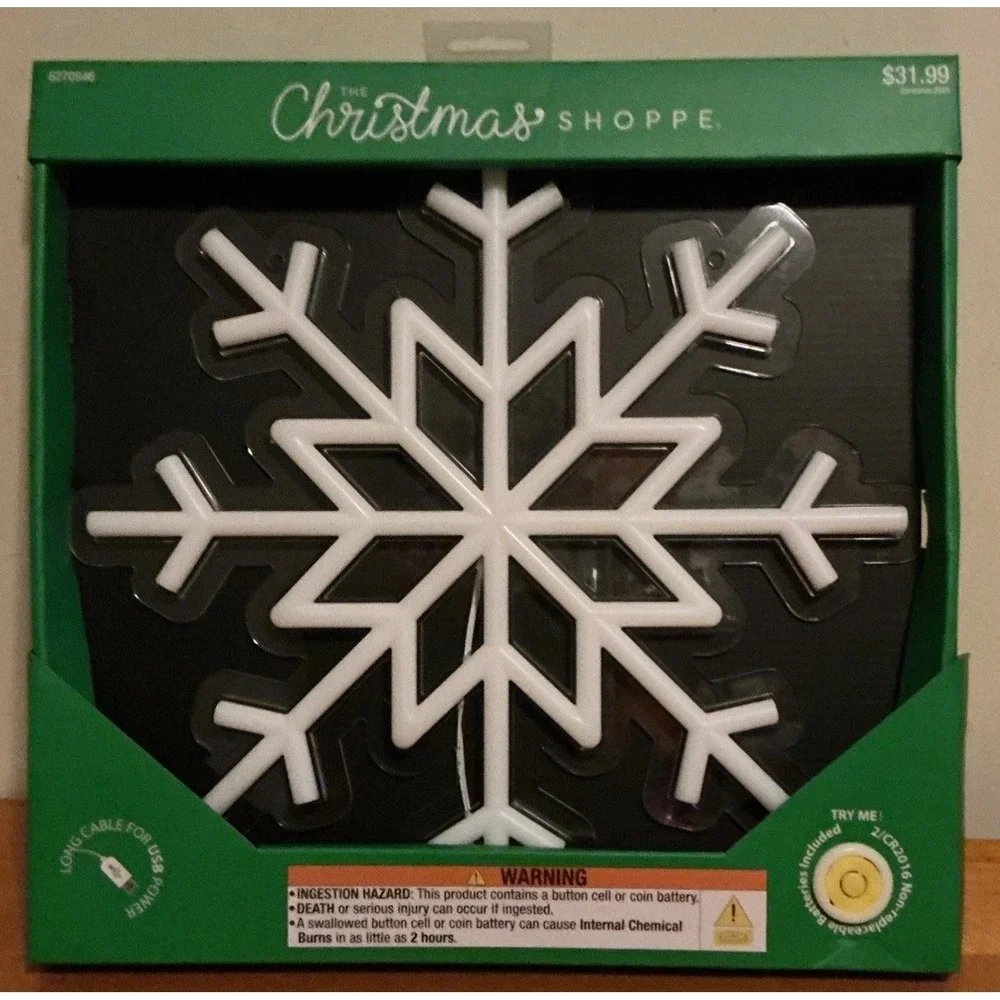The Christmas Shoppe LED Neon Snowflake Wall Light, 14